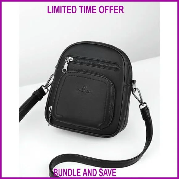 PU Leather Crossbody Bag with Card Slots, Adjustable Strap, Multi-Pocket Design